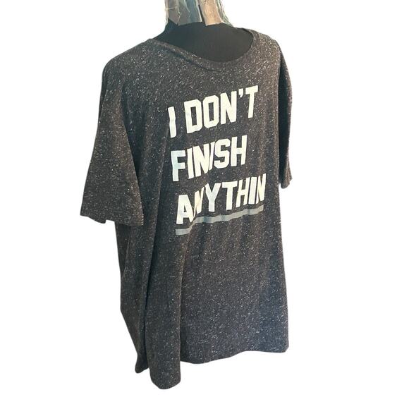 I DON'T FINISH ANYTHIN t-shirt by WELL WORN, Funny Mens 2XL, Gray Black Speckled - Picture 2 of 6